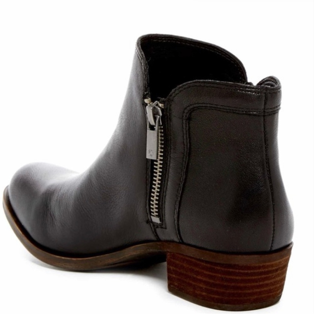 Lucky Brand Breah Black Leather Double Zip Ankle Booties
